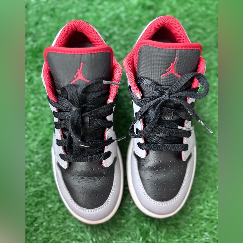 Big Kid's Air Jordan 1 Low GS Black/Fire Red-Cement Grey Gradeschool - Size 4.5Y